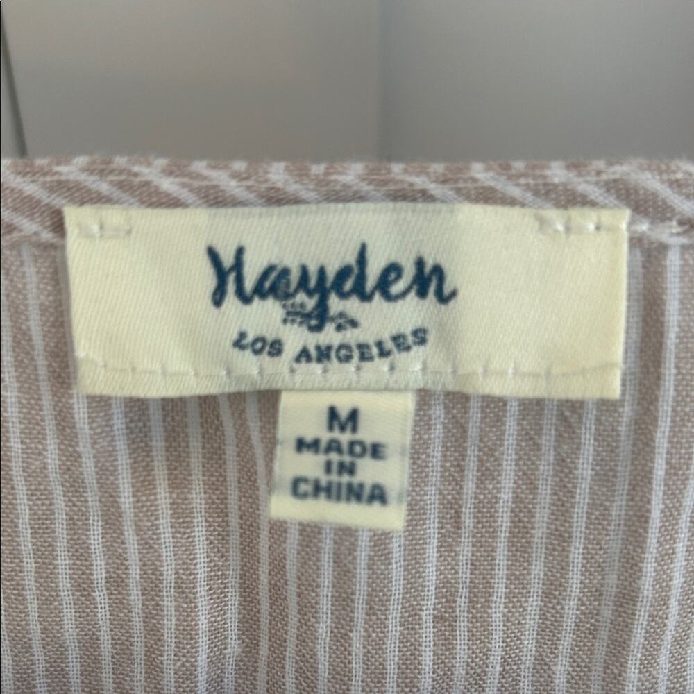 Hayden Striped Blouse with Lace Trim Cream and Beige Feminine M - Picture 2 of 5